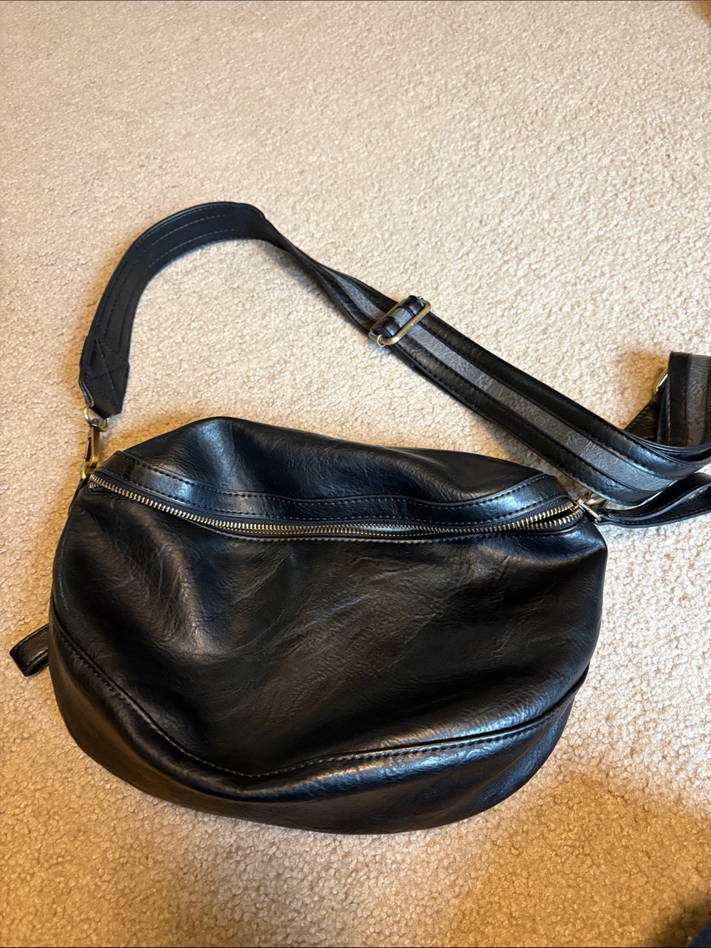 Joy Black Faux Leather Crossbody Bag
